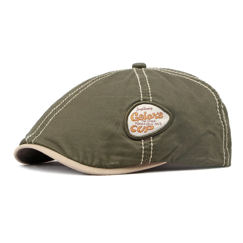 Letter Embroidery Retro British Style Beret