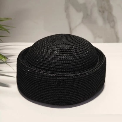 Straw Pillbox Hat Summer Beret Sun Hat