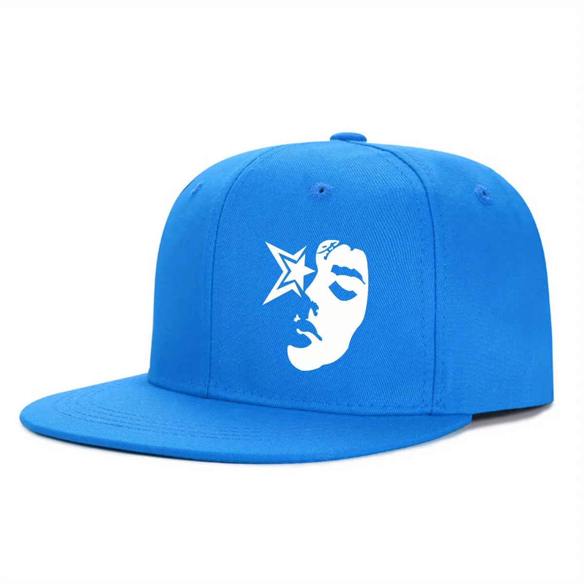 Fashion Face Pattern Printed Flat Brim Hat Hip Hop Y2k Snapback Hats
