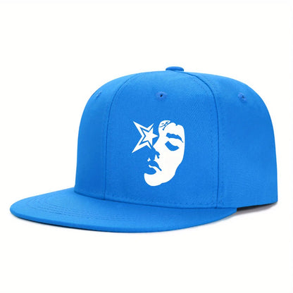 Fashion Face Pattern Printed Flat Brim Hat Hip Hop Y2k Snapback Hats