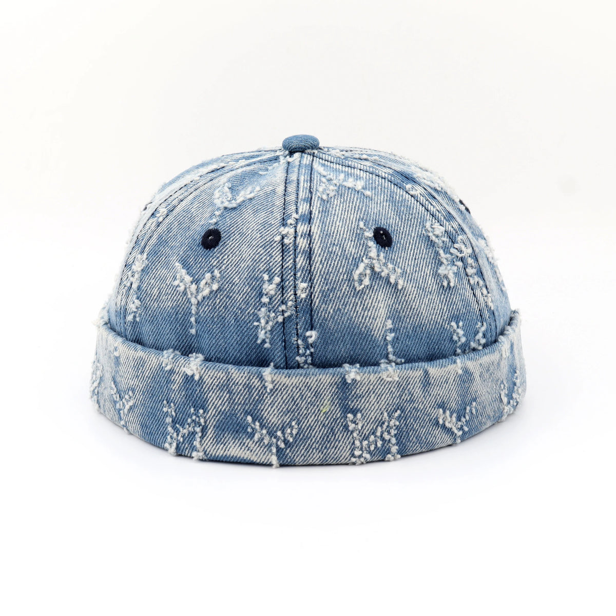 Washed Cotton Denim Brimless Hat Vintage Retro Beanie Cap