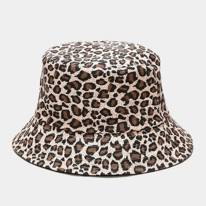 Reversible Bucket Hats Unisex Leopard Print Fisherman Hat