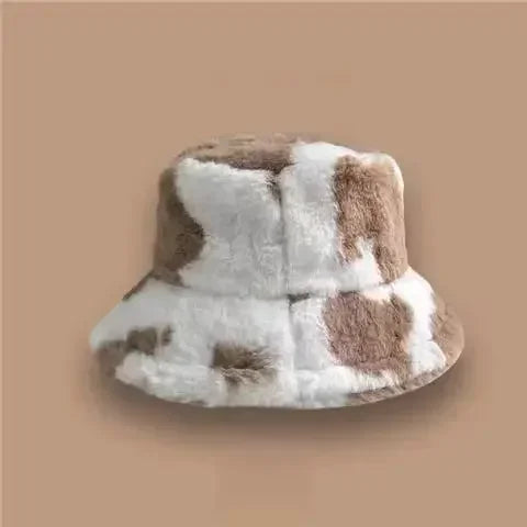 Winter Rabbit Plush Fisherman Hats Women Girl Bucket Hat