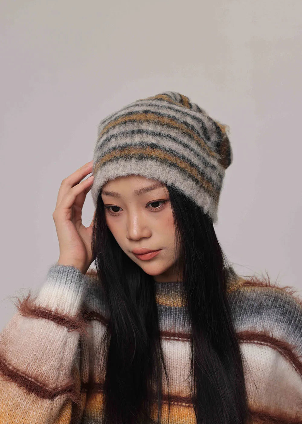 Striped Knitted Beanies Hats For Women & Men