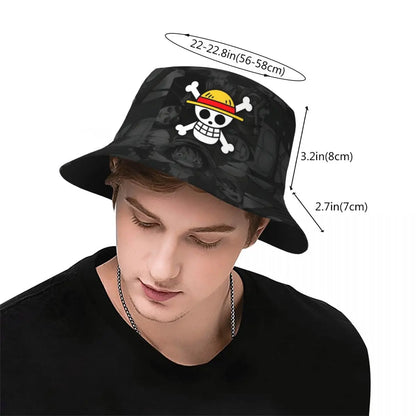One Piece Straw Hat Luffy Skull Logo Bucket Hat for Teen Beach