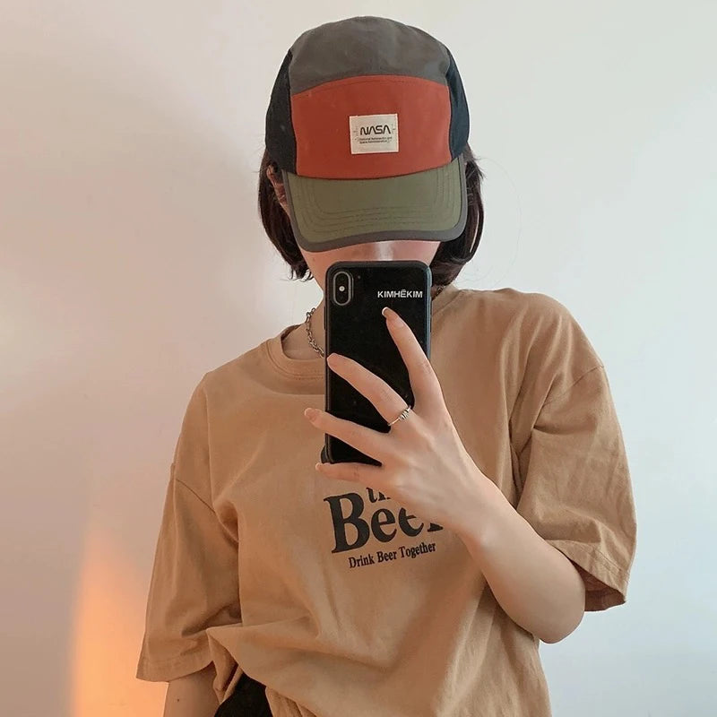 American Color Block Letter Retro Baseball Hats New Men Woman
