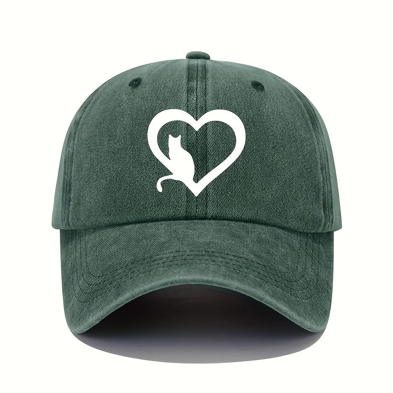 Kitten Print Baseball Cap Retro Lightweight Washed Hat women's for All Seasons