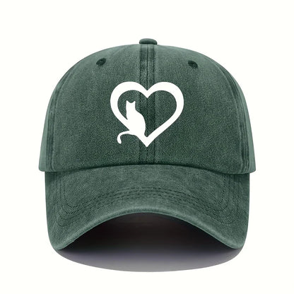 Kitten Print Baseball Cap Retro Lightweight Washed Hat women's for All Seasons