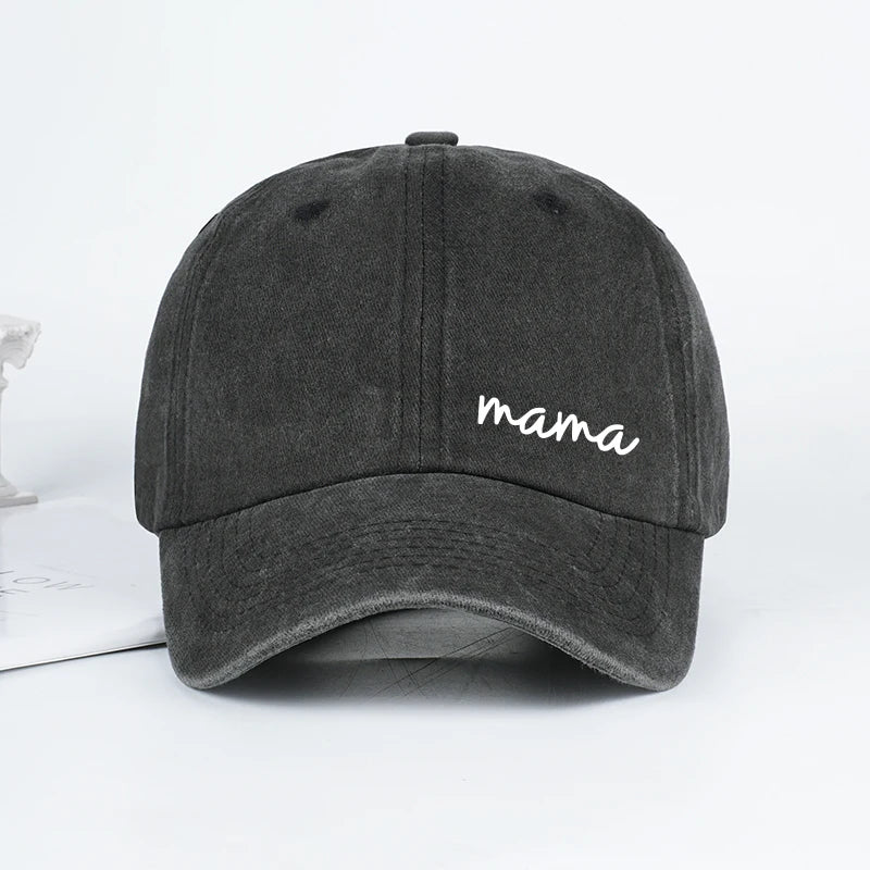 Minimalist "Mama" Print Washed Baseball Cap