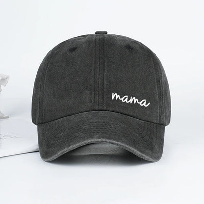 Minimalist "Mama" Print Washed Baseball Cap