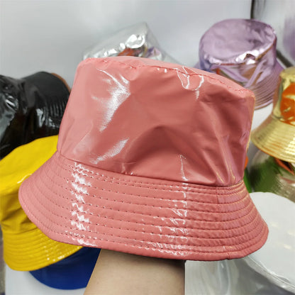 Colorful Shiny Leather Two Sided Fisherman Hat Women's and Men's