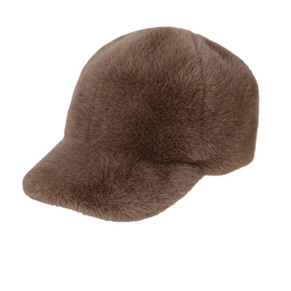 Fashion Solid Color Fluffy Faux Fur Baseball Hat