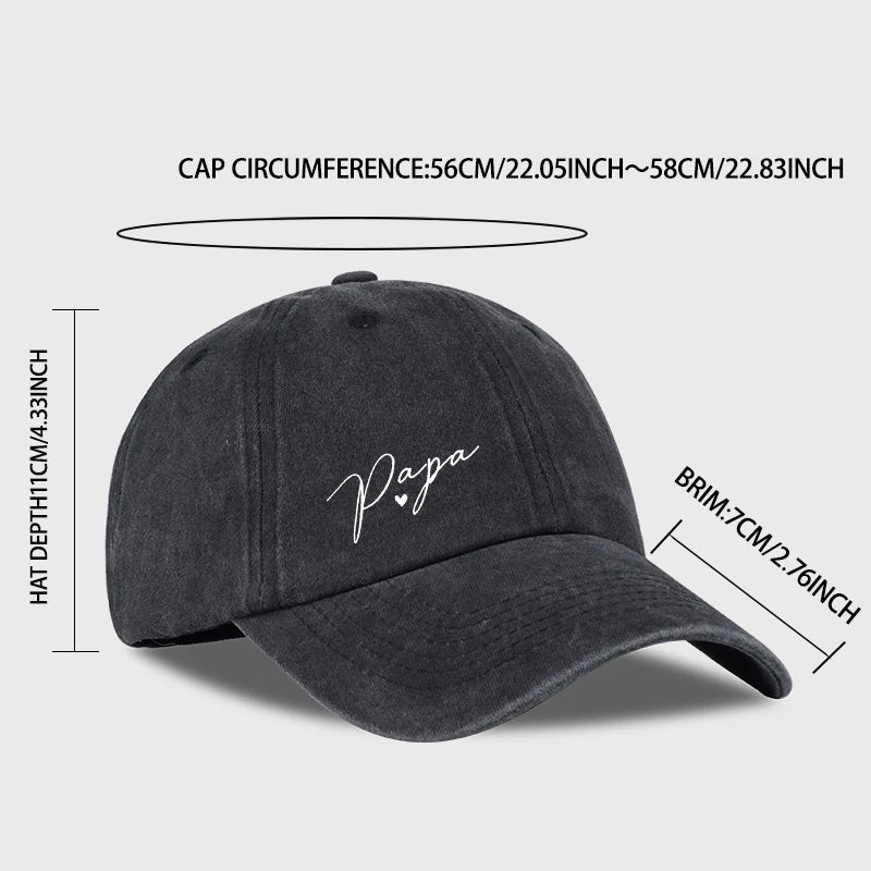 Retro “Papa” Handwritten Print Washed Baseball Cap
