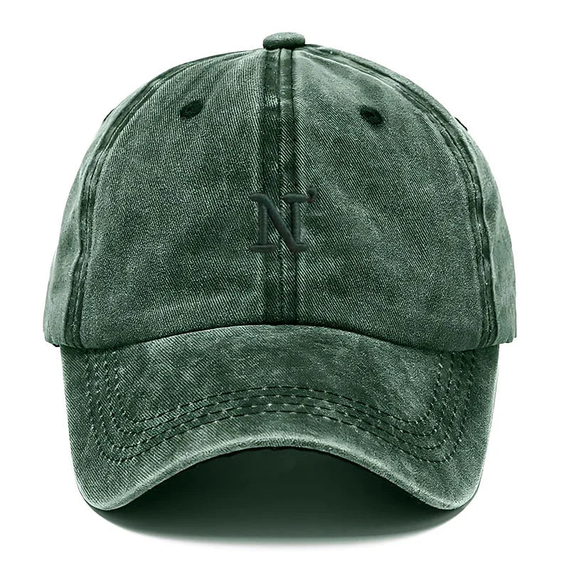Cotton Washed Vintage Snapback Embroidered Letter N Unisex Baseball Cap