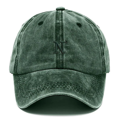 Cotton Washed Vintage Snapback Embroidered Letter N Unisex Baseball Cap