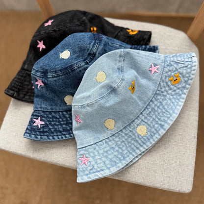 New Adult Summer Denim Bucket Hat For Women