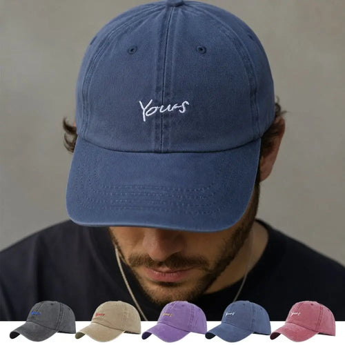 Washed Cotton Yours Letter Embroidered Cap
