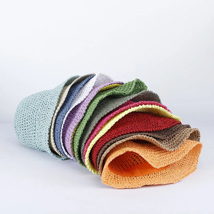 Women Straw Sun Hat Woven Bucket Hat Fishing Hat