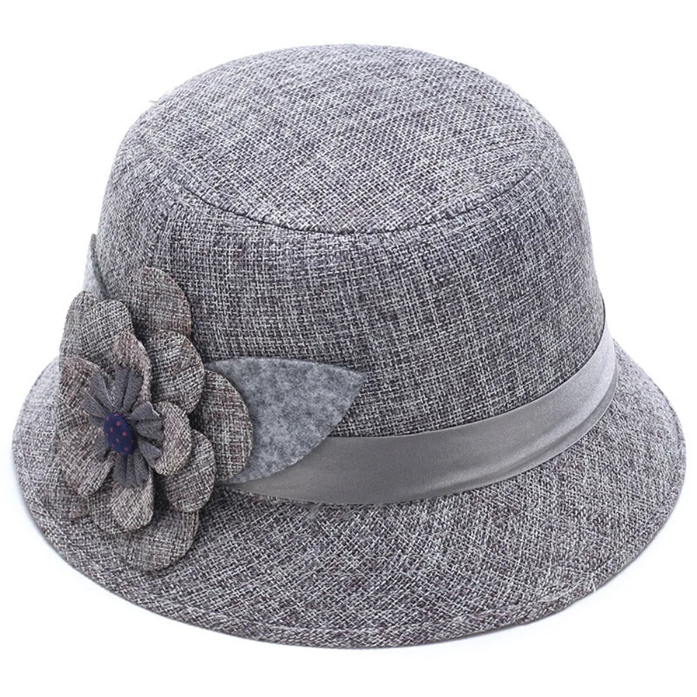 Vintage Linen Material Cloche Felt Hat Soft Felt Elegant European Bucket Hat