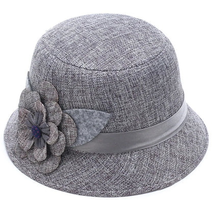 Vintage Linen Material Cloche Felt Hat Soft Felt Elegant European Bucket Hat