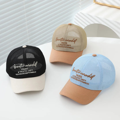 Summer Baby Mesh Hat Letter Embroidered Baseball Cap For Kids Boy Girls Outdoor Breathable Thin Sun