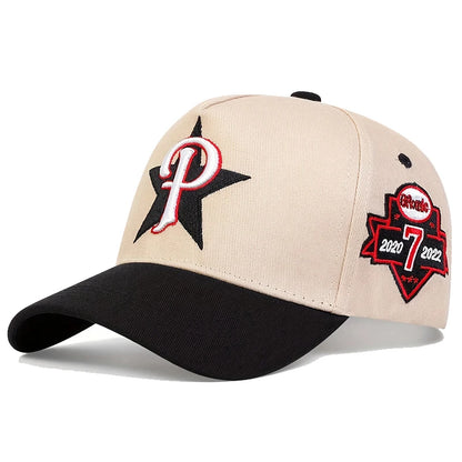 Unisex Five Pointed Star P Letter Embroidery Side 7 Baseball Caps Spring Autumn