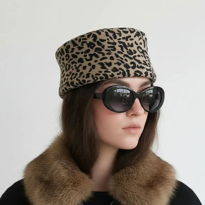 New Winter Retro Leopard Print Wool Felt Fedoras Hat