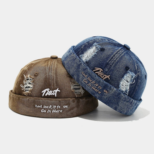 Vintage Distressed Ripped American Skullcap