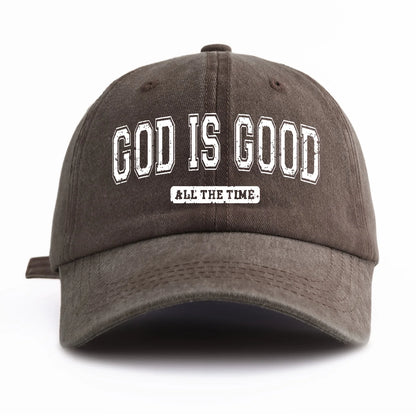 God Is Good Printed Water Washed Baseball Hat Simple