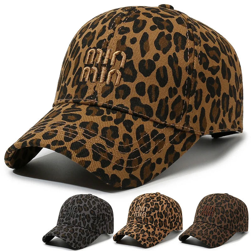 Letter Embroidery Leopard Print Baseball Cap