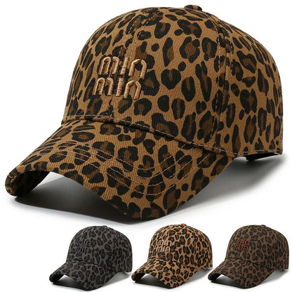 Letter Embroidery Leopard Print Baseball Cap