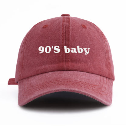 90's Baby Embroidery Washed Baseball Cap