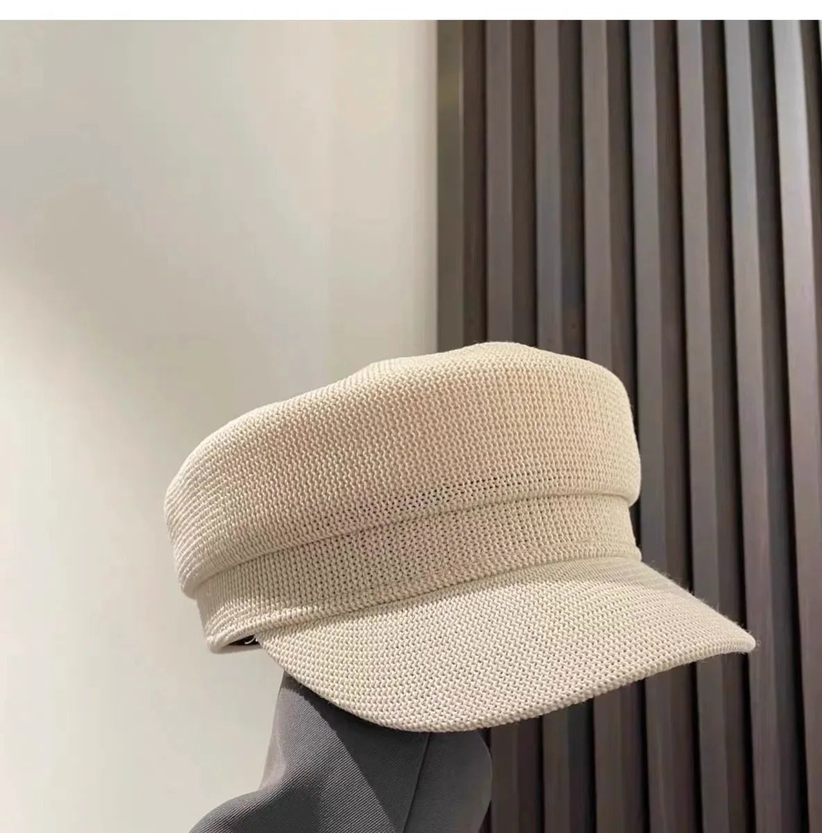 Linen Beret Hat Women French Style Spring Summer Flat Top Plain Beret Caps