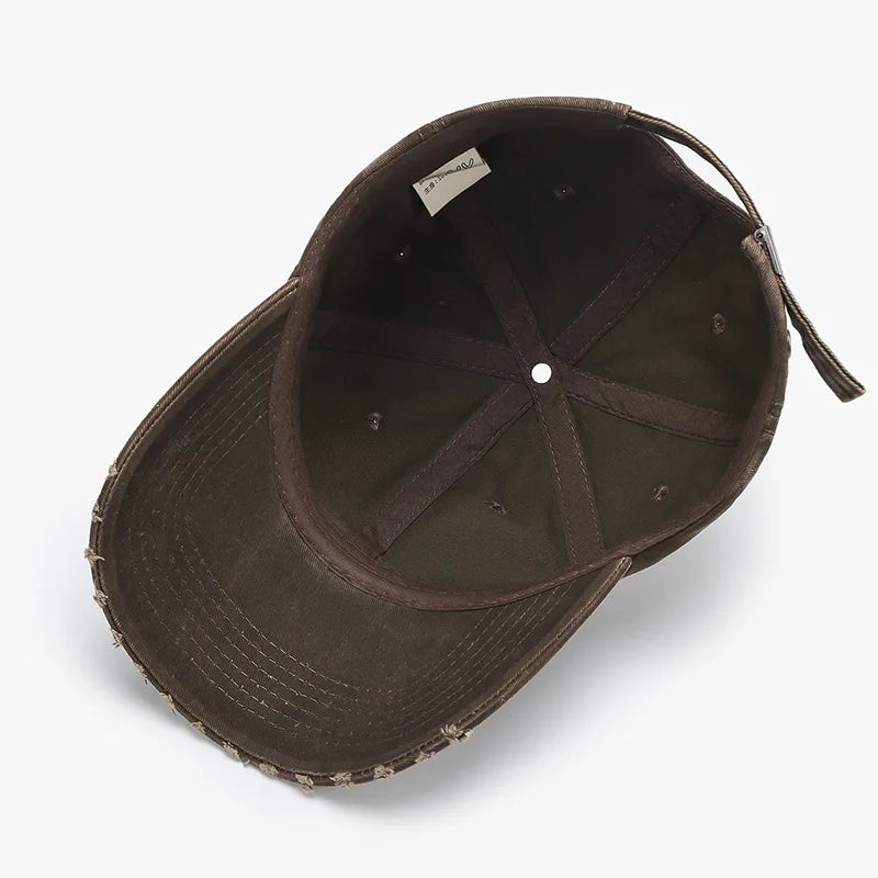 Unique Versatile Fashion Japanese Retro Washed Mixed-Color Ripped Baseball Cap