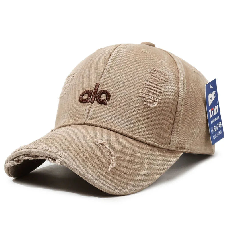 Vintage American-Style Distressed Denim Baseball Cap