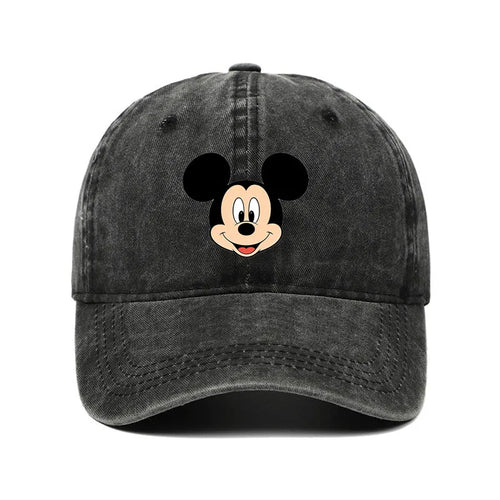 Unisex Vintage Washed Mickey Minnie Print Baseball Cap for Men Women