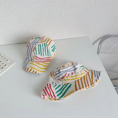 Spring Autumn Boy Children Corduroy Colorful Striped Baseball Cap