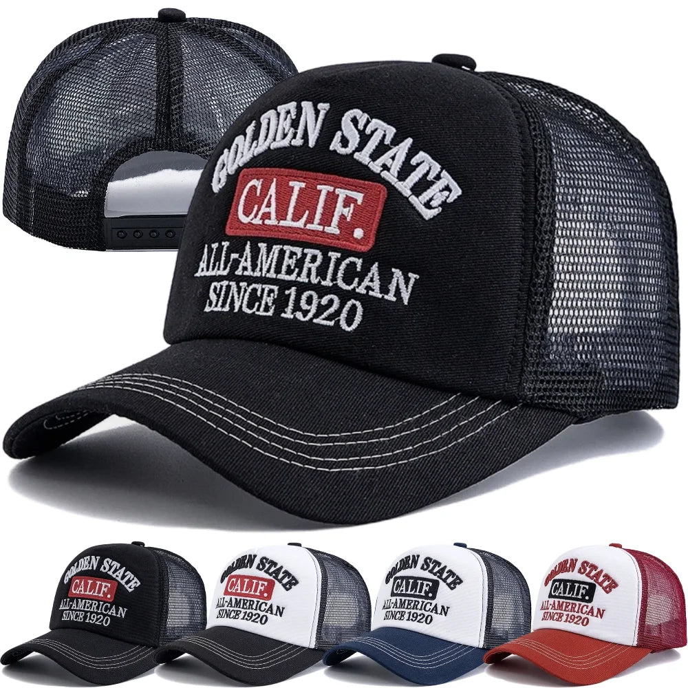 Unisex Fashion Golden State California Embroidered Mesh Baseball Cap For Men Women