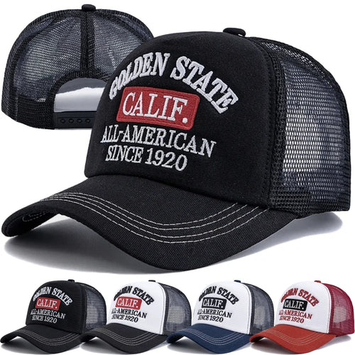 Unisex Fashion Golden State California Embroidered Mesh Baseball Cap For Men Women