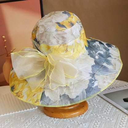Hot Sale Fashion Flower Printing Cap Beach Hat Women Summer Hat Big Brim Sunshade Hat