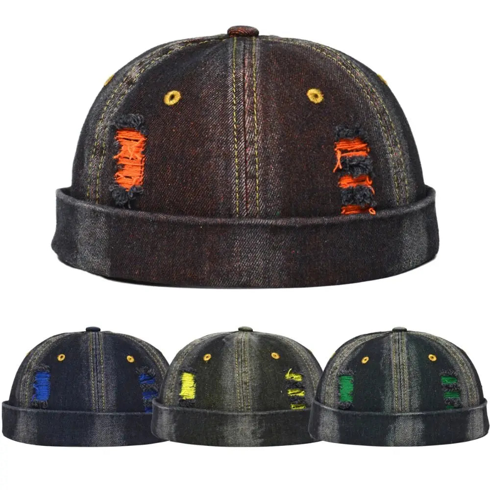Fashion Vintage Docker Cap Rolled Cuff Adjustable Melon Cap