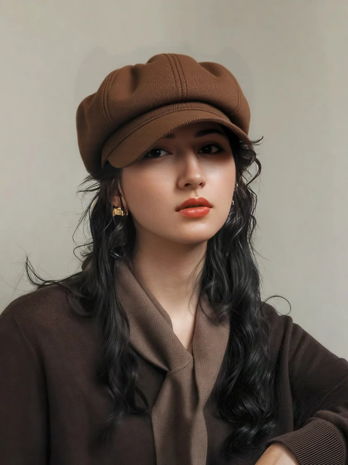 Hat Women's Big Head Circumference Shell Art Casual Versatile Painter Hat