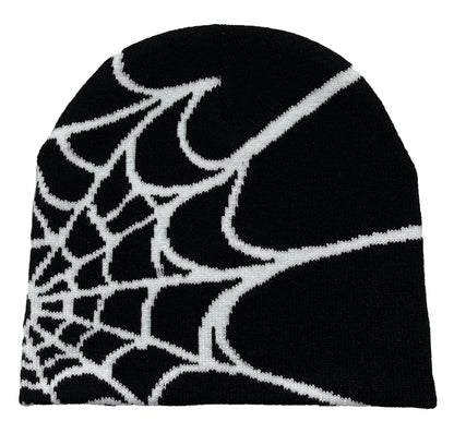 Unisex Spider Web Printed Knit Hat, Warm Outdoor Pullover Hat Personality