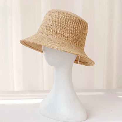 2025 Summer Sun Hat Bow 100% Raffia Hat