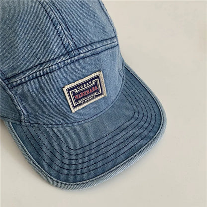American Retro Washed Denim Flat Brimmed Duckbill Cap