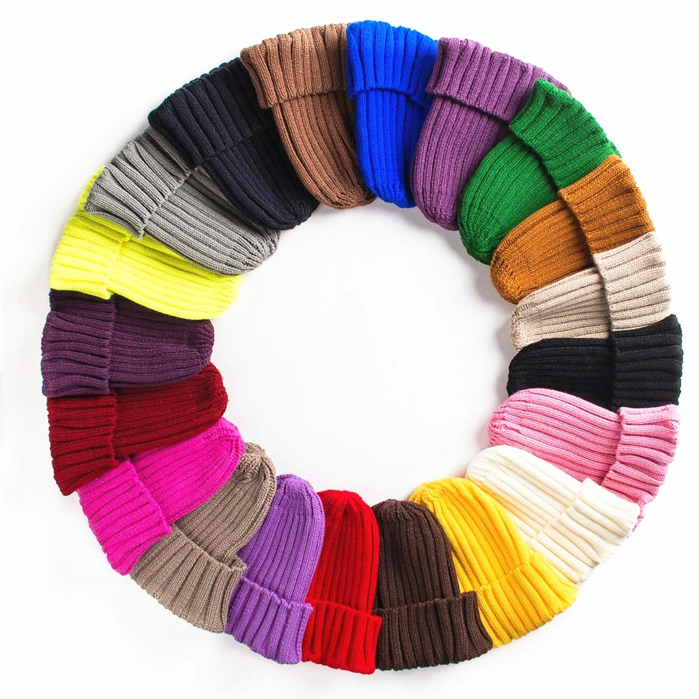 Knitted  Solid Edge Curl Colored Woolen Men's And Women's