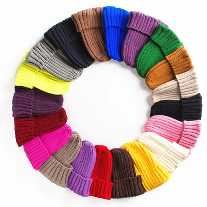 Knitted  Solid Edge Curl Colored Woolen Men's And Women's