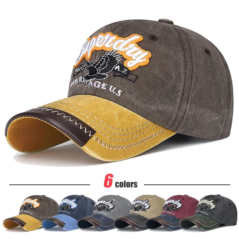 New Unisex Washed Cotton Embroidered Eagle Baseball Cap