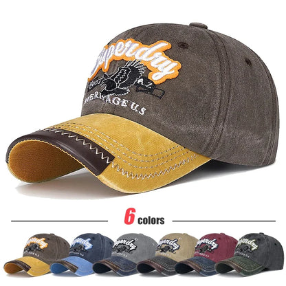 New Unisex Washed Cotton Embroidered Eagle Baseball Cap