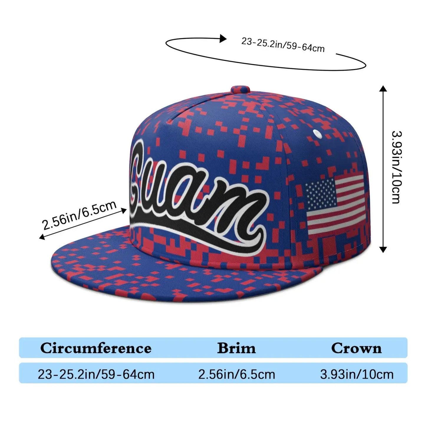Guam Flat Brimmed Cap Free Custom Made Name Number Team